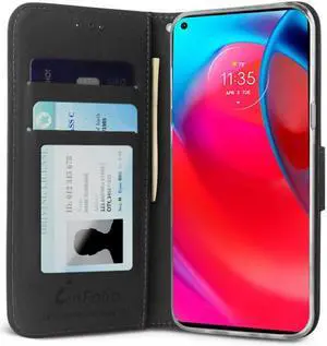 Black/Brown Wallet Case Card ID Slot and Wrist Strap for Moto G Stylus 5G XT2131