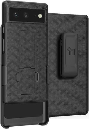 Black Hard Case Cover Stand and Belt Clip Holster Combo for Google Pixel 6