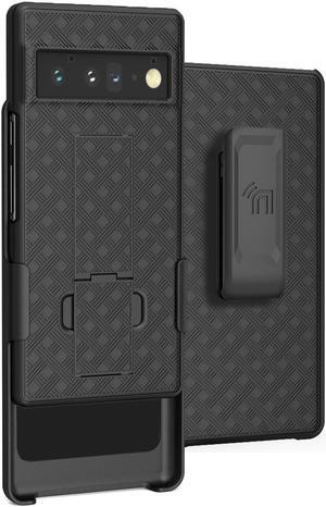 Black Hard Case Cover Stand and Belt Clip Holster Combo for Google Pixel 6 Pro
