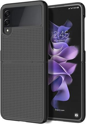 Black Grid Textured Hard Case Slim Phone Cover for Samsung Galaxy Z Flip 3 5G