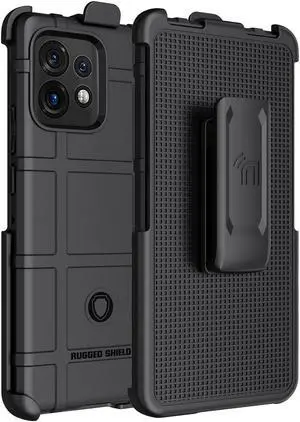 Black Rugged Case and Belt Clip Holster for Motorola Edge Plus 2023