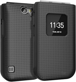 Black Grid Texture Case Slim Hard Shell Cover for Nokia 2720 V Flip Phone
