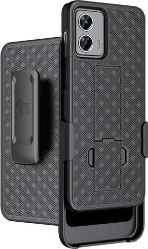 Black Hard Case Cover Stand and Belt Clip Holster for Motorola Moto G 5G 2023