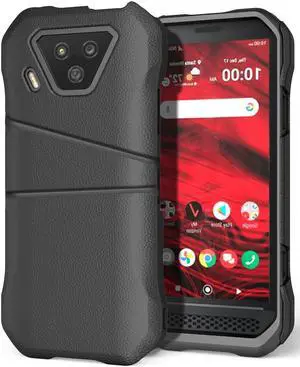 Black Leather Credit Card Slot Wallet Case Cover for Kyocera DuraForce Ultra 5G