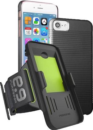 Armband and Slim Ribbed Case Combo for Apple iPhone SE 2022 2020 - Black