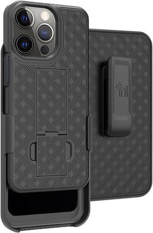 Black Hard Case Cover Stand and Belt Clip Holster for Apple iPhone 13 Pro Max