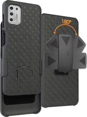 Black Case Kickstand Cover and Belt Clip for Motorola Moto G Stylus 4G 2021