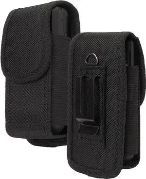 Black Canvas Case Pouch Belt Clip Harness for Consumer Cellular Iris Flip Phone