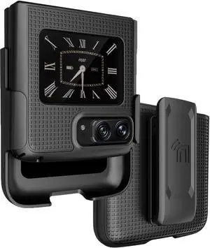 Black Hard Case Cover and Belt Clip Holster Combo for Motorola RAZR 3 5G (2022)