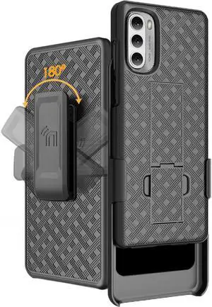 Black Hard Case Cover Stand and Belt Clip Holster for Moto G Stylus 4G (2022)