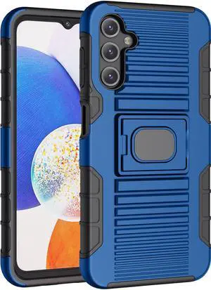 Blue Rugged Case with Ring Grip Stand for Samsung Galaxy A14 5G Phone