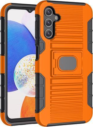 Bright Orange Rugged Case with Ring Grip Stand for Samsung Galaxy A14 5G Phone