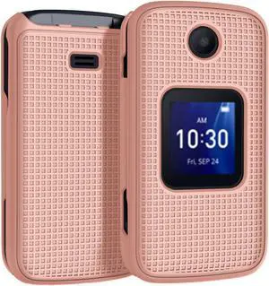 Rose Gold Pink Grid Texture Hard Case Cover for Alcatel Go Flip 4, TCL FLIP Pro