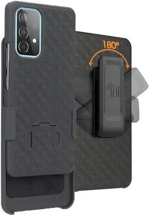 Black Hard Case Cover Stand and Belt Clip Holster for Samsung Galaxy A53 5G