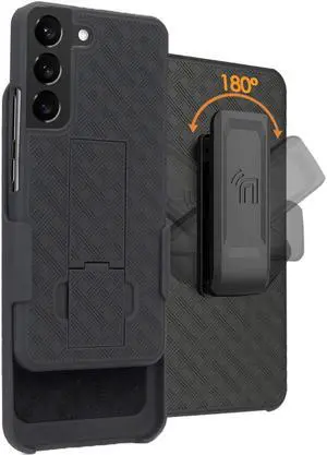 Black Hard Case Cover Stand and Belt Clip Holster Combo for Galaxy S22 Plus