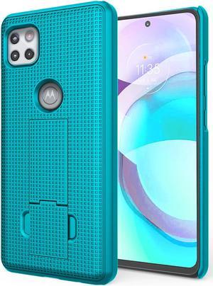 Teal Mint Grid Case Cover with Stand for Motorola Moto One 5G ACE Phone XT2113