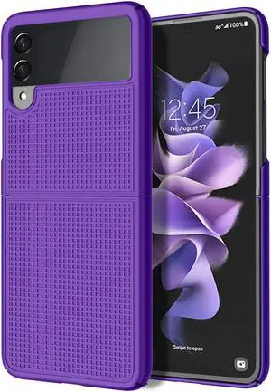 Purple Grid Textured Hard Case Slim Phone Cover for Samsung Galaxy Z Flip 3 5G
