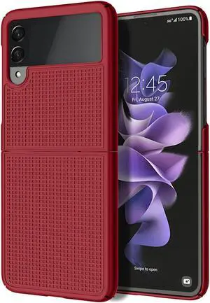 Red Grid Textured Hard Case Slim Phone Cover for Samsung Galaxy Z Flip 3 5G