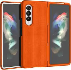 Bright Orange Grid Case Slim Hard Shell Cover for Samsung Galaxy Z Fold 3 5G