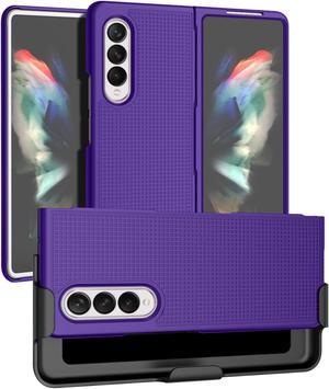 Purple Hard Case Cover and Belt Clip Holster for Samsung Galaxy Z Fold 3 5G