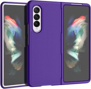 Purple Grid Protector Case Slim Hard Shell Cover for Samsung Galaxy Z Fold 3 5G