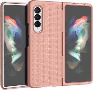 Rose Gold Pink Grid Case Slim Hard Shell Cover for Samsung Galaxy Z Fold 3 5G