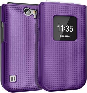 Purple Grid Texture Case Cover Slim Hard Shell for Nokia 2720 V Flip Phone