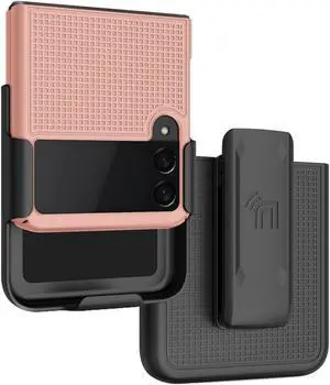 Rose Gold Pink Hard Case Cover and Belt Clip for Samsung Galaxy Z Flip 3 5G
