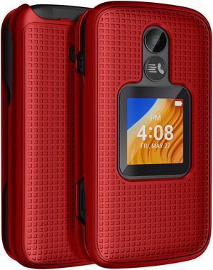 Red Grid Texture Hard Shell Case Cover for Alcatel TCL Flip 2 Phone T408DL