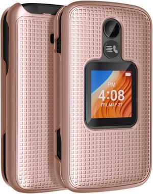 Rose Gold Pink Textured Hard Case Cover for Alcatel TCL Flip 2 Phone T408DL