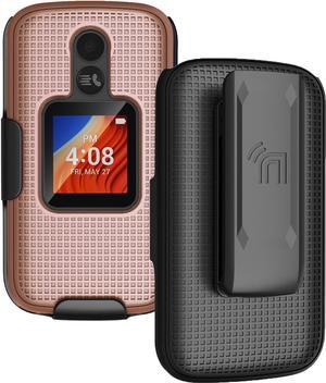 Rose Gold Pink Case Cover and Belt Clip for Alcatel TCL Flip 2 Phone T408DL