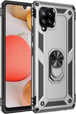 Gray Secure Grip Ring Stand Rugged Case Cover for Samsung Galaxy A42 5G
