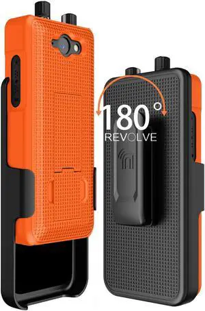 Orange Hard Case Cover Stand and Belt Clip for Sonim XP5 Plus (XP5900) XP5plus