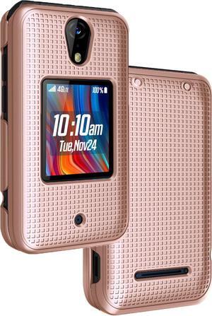 Rose Gold Pink Grid Texture Hard Shell Case Cover for Schok Flip Phone (2022)