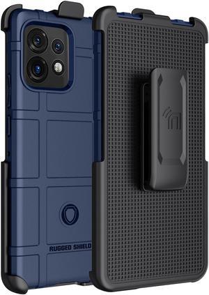 Navy Blue Matte Rugged Case Cover Belt Clip Holster for Motorola Edge Plus 2023