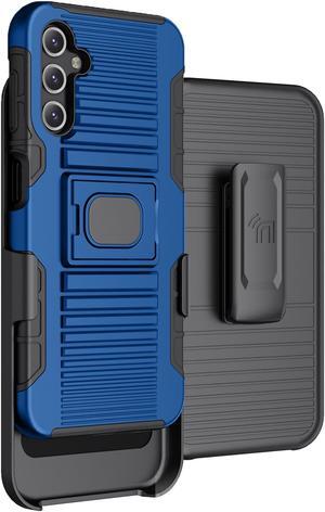 Blue Rugged Case Stand and Belt Clip Holster for Samsung Galaxy A14 5G Phone