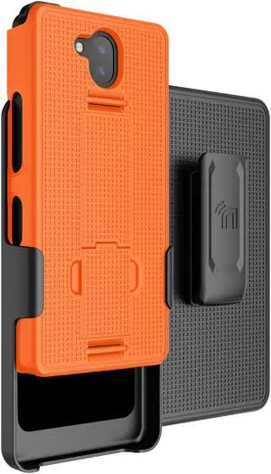 Bright Orange Hard Case Cover Stand Belt Clip for Sonim XP10 5G Phone (XP9900)