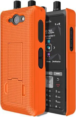 Orange Grid Texture Slim Hard Case Cover Stand for Sonim XP5 Plus XP5900 XP5plus