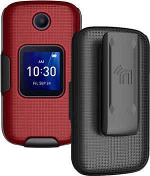 Red Grid Case Hard Cover and Belt Clip for Alcatel Go Flip 4 TCL FLIP Pro Phone