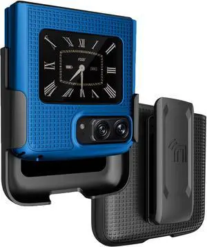 Cobalt Blue Hard Case Cover and Belt Clip Holster for Motorola RAZR 3 5G (2022)