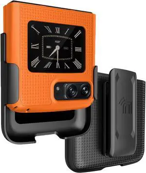 Bright Orange Hard Case Cover and Belt Clip for Motorola RAZR 3 5G 2022 Phone