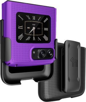 Purple Hard Case Cover and Belt Clip Holster for Motorola Moto RAZR3 5G (2022)