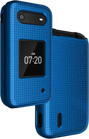Cobalt Blue Grid Texture Hard Shell Case Cover for Nokia 2760 2780 Flip Phone