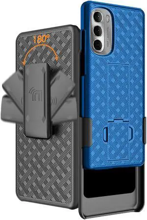 Cobalt Blue Case Cover Stand and Belt Clip Holster for Moto G Stylus 5G (2022)