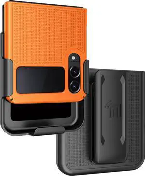 Bright Orange Hard Case Cover and Belt Clip for Samsung Galaxy Z Flip 4 5G Phone