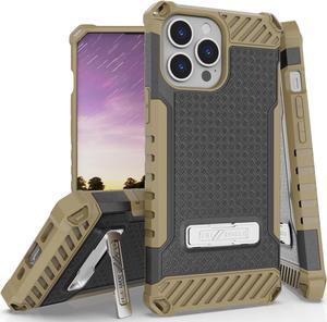 Brown Hybrid Anti-Shock Case Cover w/ Kickstand and Strap for iPhone 13 Pro Max