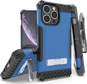 Blue Rugged Case Cover Stand + Belt Clip Holster + Strap for iPhone 13 Pro Max