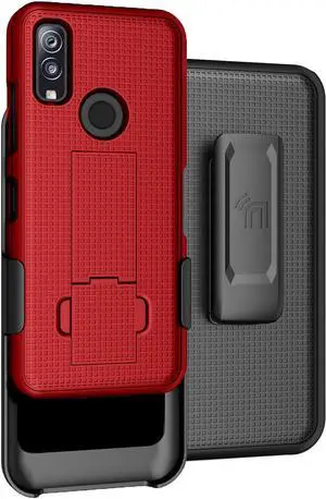 Red Case Cover Kickstand and Belt Clip Holster for Kyocera DuraSport 5G UW Phone
