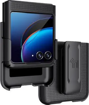 Black Hard Case Cover and Belt Clip Holster for Motorola RAZR Plus (2023) RAZR+