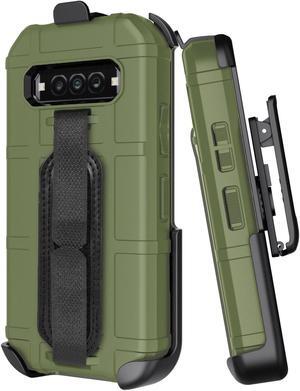 Rugged Case + Hand Strap + Belt Clip for Kyocera DuraForce Pro 3 - Olive Green